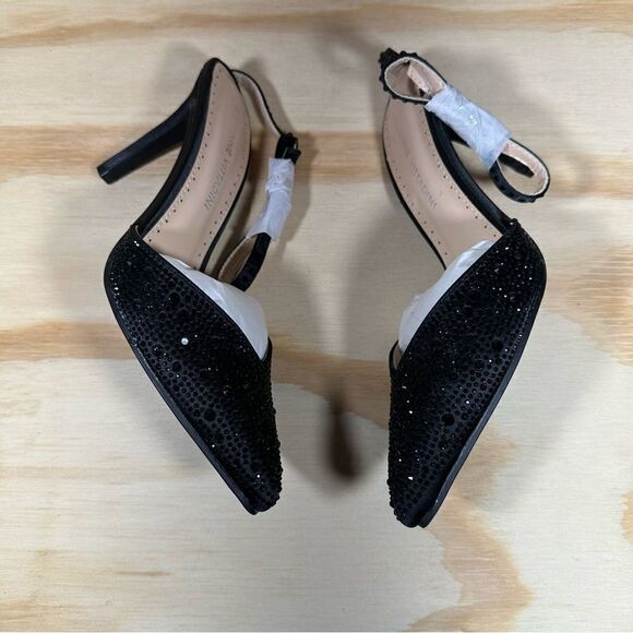 New Adrienne Vittadini Norena Black Embellished Heels Women’s Size 7 - Picture 2 of 9